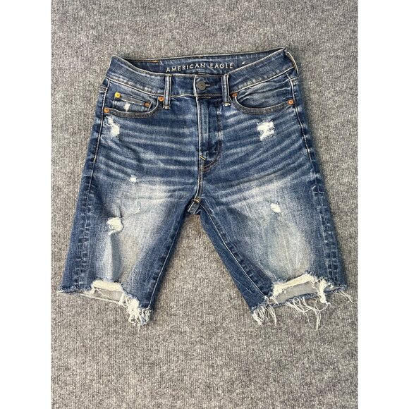 American Eagle mens size 28 airflex + denim jean shorts Distressed pre-owned - Picture 7 of 16